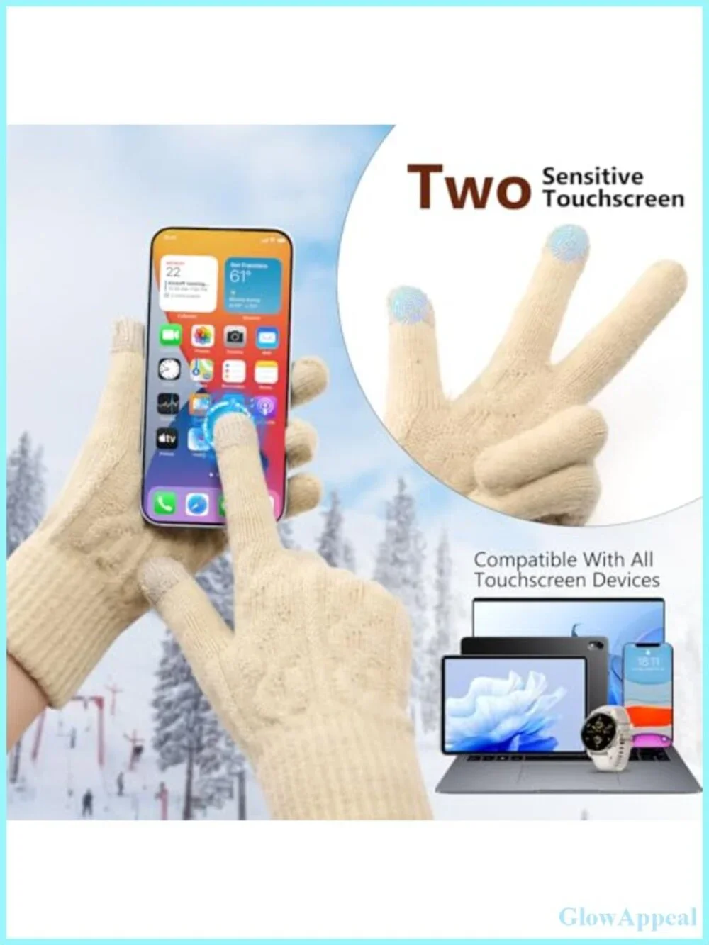 4 Pairs Winter Knit Gloves Women Touchscreen Warm Thermal Lined
